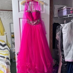 Precious Formals Vibrant Pink Dress